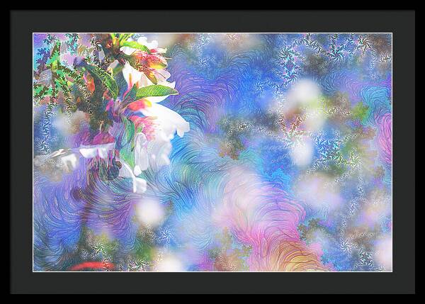 Baby Blue and Pinks Flowers Landscape - Framed Print