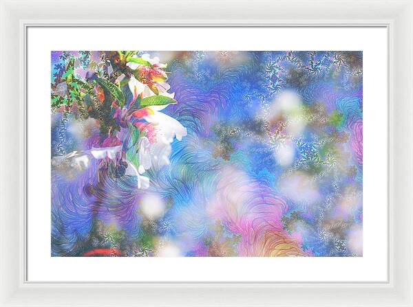 Baby Blue and Pinks Flowers Landscape - Framed Print