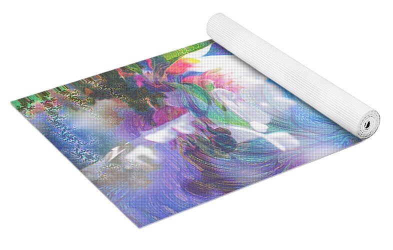 Baby Blue and Pinks Flowers Landscape - Yoga Mat