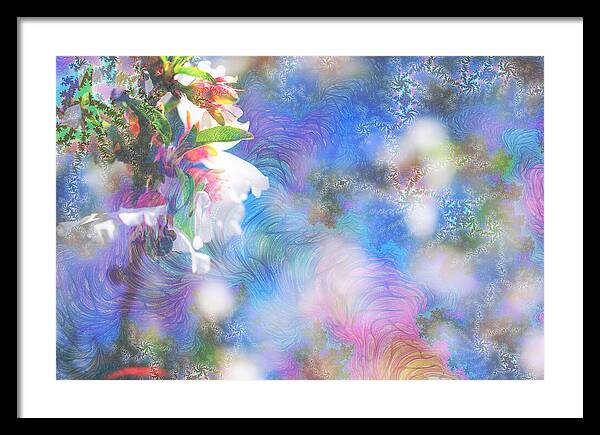 Baby Blue and Pinks Flowers Landscape - Framed Print