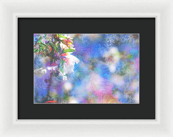 Baby Blue and Pinks Flowers Landscape - Framed Print