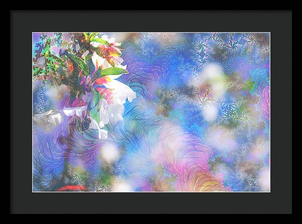 Baby Blue and Pinks Flowers Landscape - Framed Print