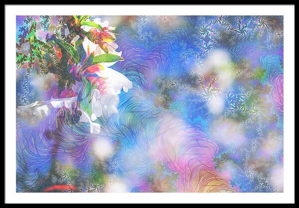 Baby Blue and Pinks Flowers Landscape - Framed Print