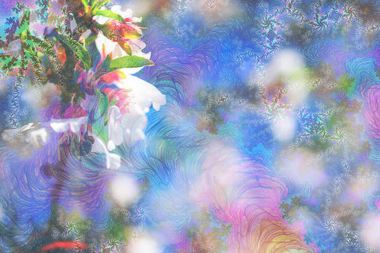Baby Blue and Pinks Flowers Landscape - Art Print