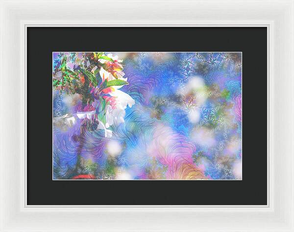Baby Blue and Pinks Flowers Landscape - Framed Print