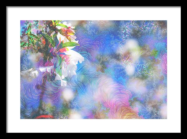 Baby Blue and Pinks Flowers Landscape - Framed Print