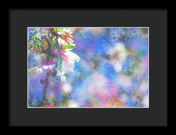 Baby Blue and Pinks Flowers Landscape - Framed Print