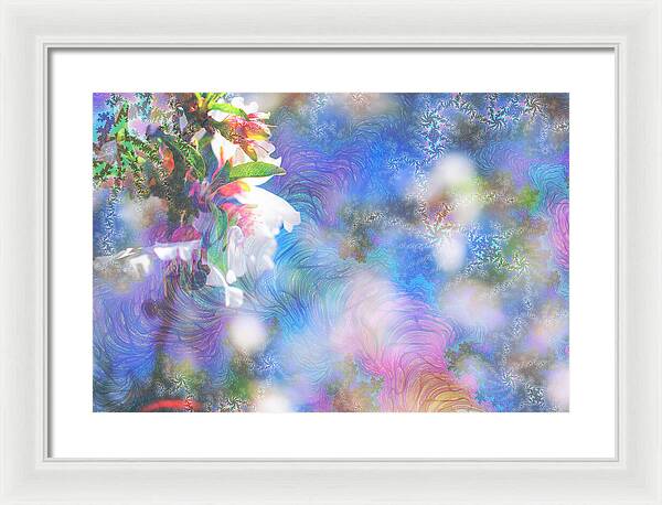 Baby Blue and Pinks Flowers Landscape - Framed Print