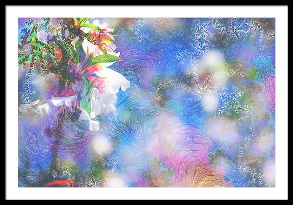 Baby Blue and Pinks Flowers Landscape - Framed Print