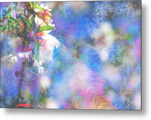 Baby Blue and Pinks Flowers Landscape - Metal Print