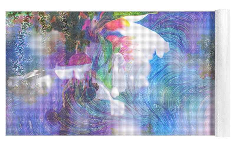 Baby Blue and Pinks Flowers Landscape - Yoga Mat