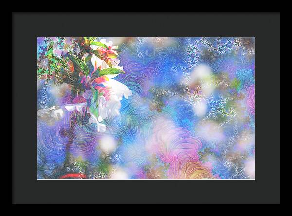 Baby Blue and Pinks Flowers Landscape - Framed Print