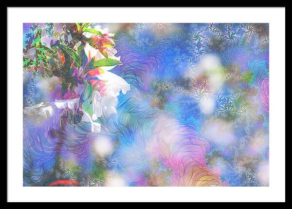 Baby Blue and Pinks Flowers Landscape - Framed Print
