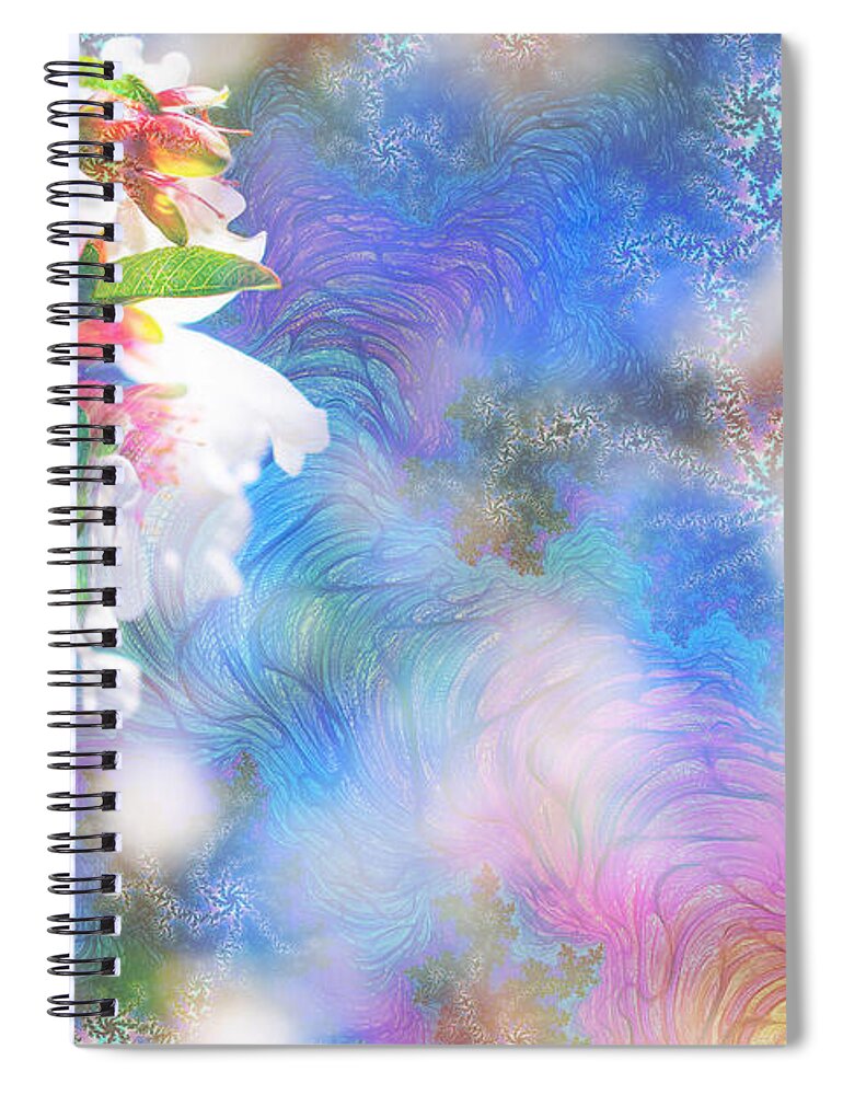 Baby Blue and Pinks Flowers Landscape - Spiral Notebook