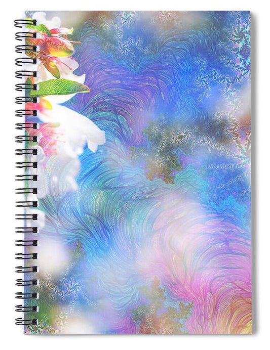 Baby Blue and Pinks Flowers Landscape - Spiral Notebook