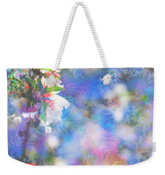 Baby Blue and Pinks Flowers Landscape - Weekender Tote Bag