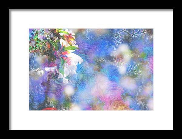 Baby Blue and Pinks Flowers Landscape - Framed Print