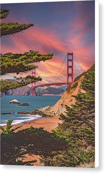 Baker Beach Scenic View of Golden Gate Bridge  - Canvas Print