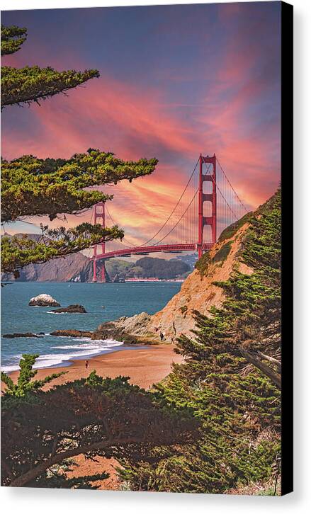 Baker Beach Scenic View of Golden Gate Bridge  - Canvas Print