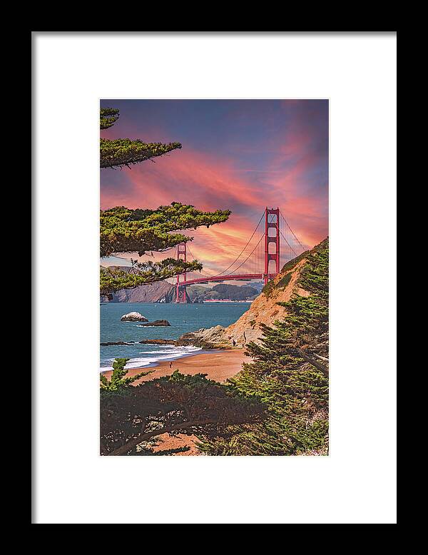Baker Beach Scenic View of Golden Gate Bridge  - Framed Print