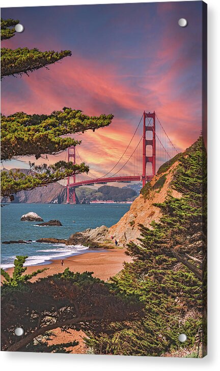 Baker Beach Scenic View of Golden Gate Bridge  - Acrylic Print