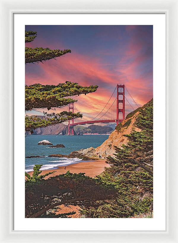 Baker Beach Scenic View of Golden Gate Bridge  - Framed Print
