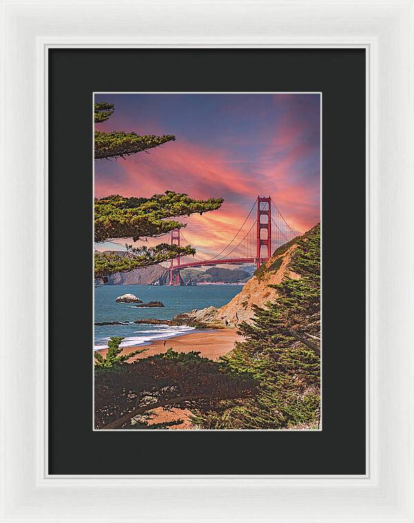 Baker Beach Scenic View of Golden Gate Bridge  - Framed Print
