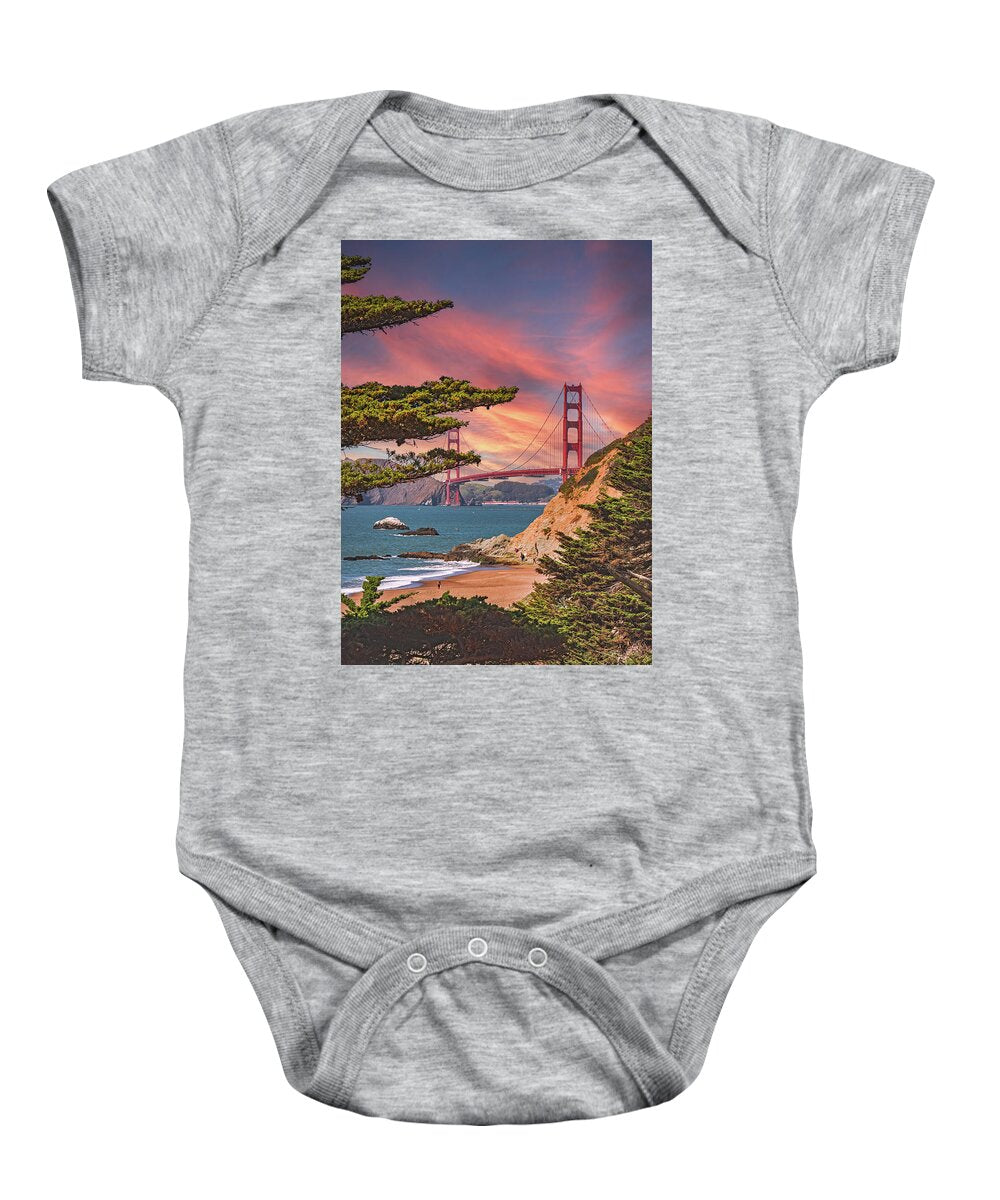 Baker Beach Scenic View of Golden Gate Bridge  - Baby Onesie