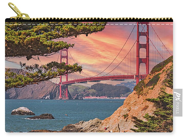 Baker Beach Scenic View of Golden Gate Bridge  - Zip Pouch