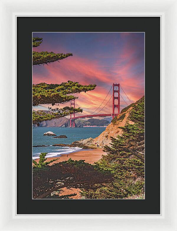 Baker Beach Scenic View of Golden Gate Bridge  - Framed Print