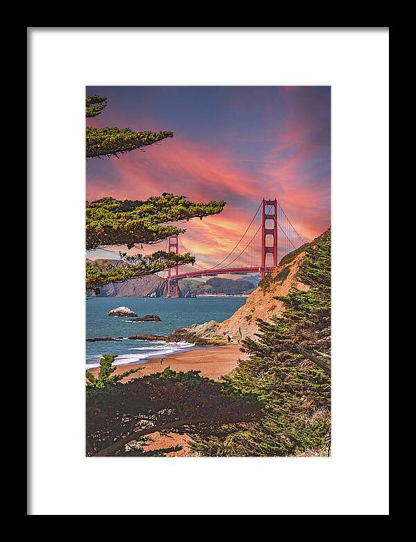 Baker Beach Scenic View of Golden Gate Bridge  - Framed Print