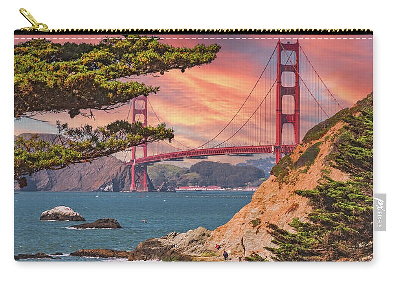Baker Beach Scenic View of Golden Gate Bridge  - Zip Pouch