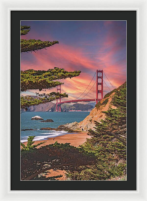 Baker Beach Scenic View of Golden Gate Bridge  - Framed Print