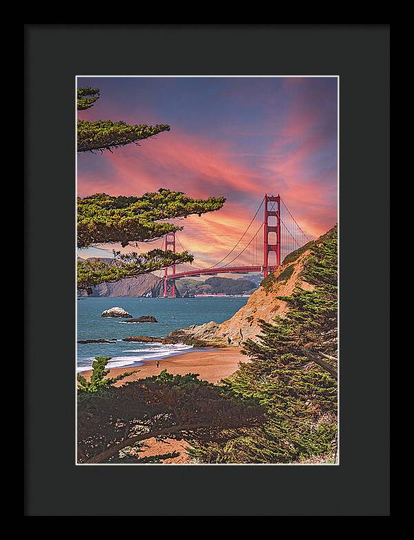 Baker Beach Scenic View of Golden Gate Bridge  - Framed Print