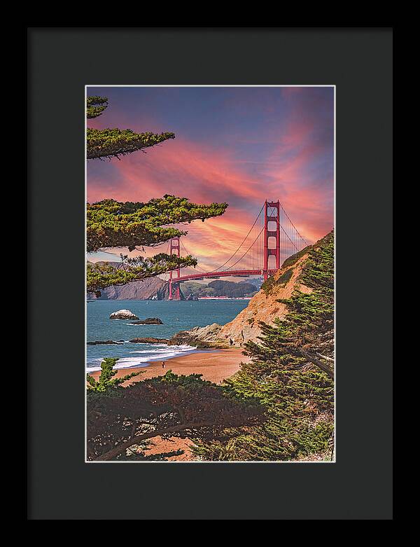 Baker Beach Scenic View of Golden Gate Bridge  - Framed Print
