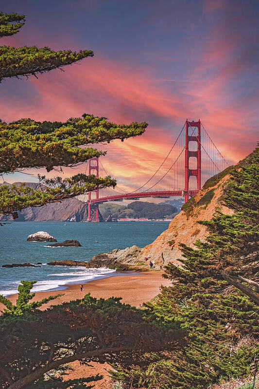 Baker Beach Scenic View of Golden Gate Bridge  - Art Print