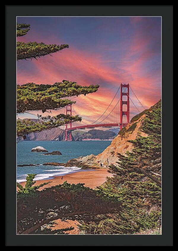 Baker Beach Scenic View of Golden Gate Bridge  - Framed Print
