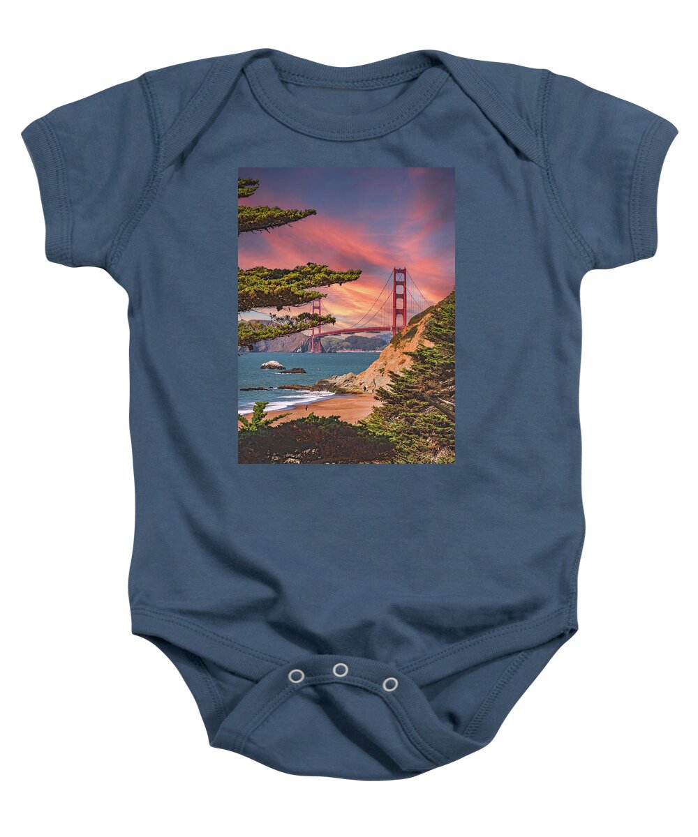 Baker Beach Scenic View of Golden Gate Bridge  - Baby Onesie