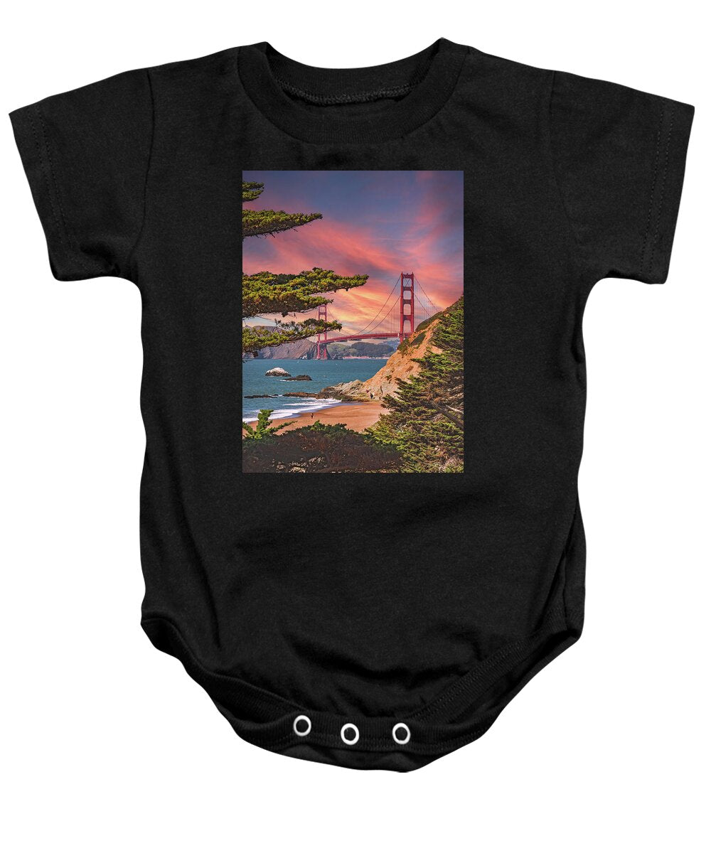 Baker Beach Scenic View of Golden Gate Bridge  - Baby Onesie