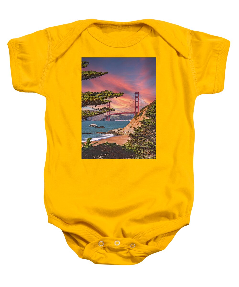 Baker Beach Scenic View of Golden Gate Bridge  - Baby Onesie