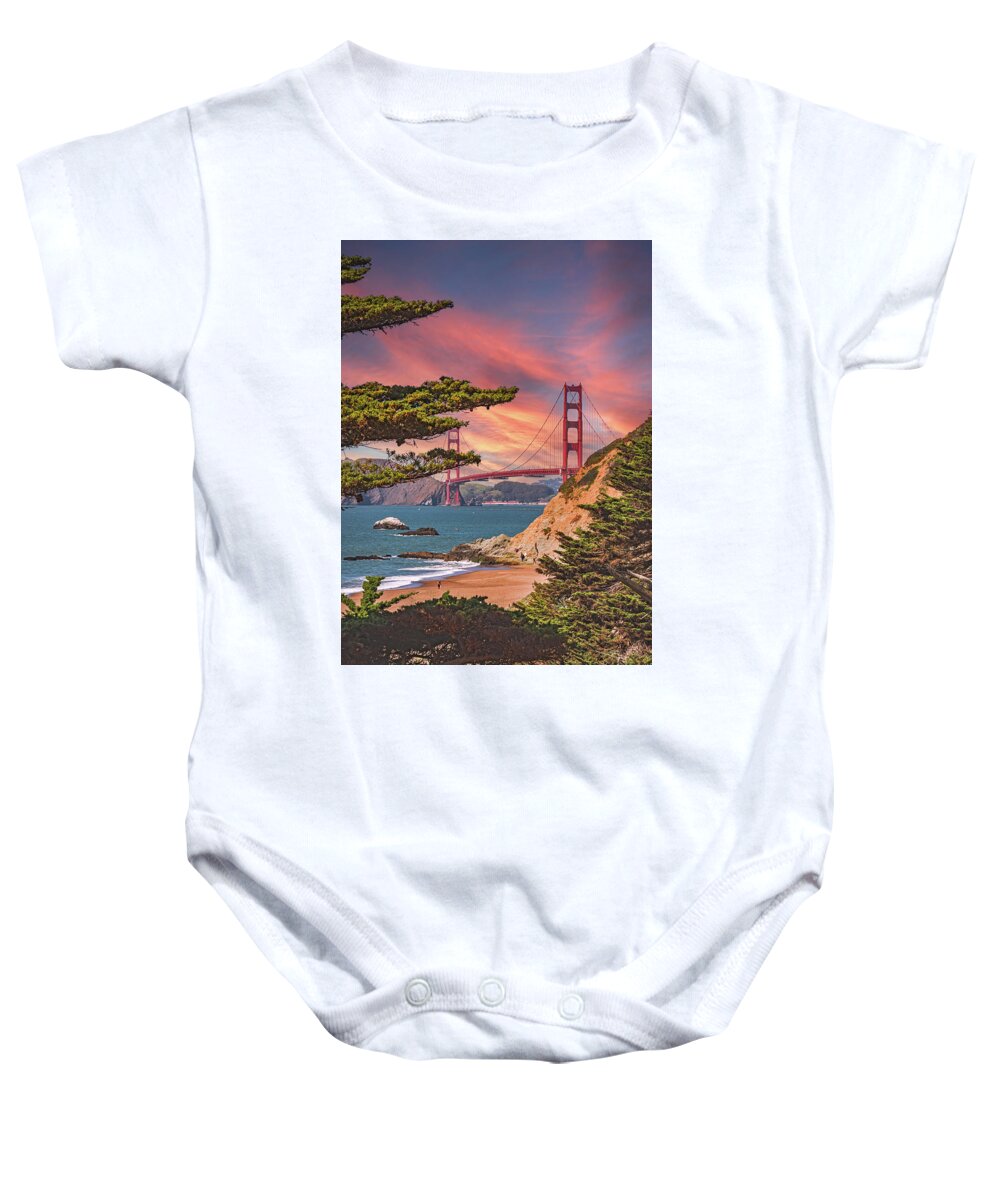 Baker Beach Scenic View of Golden Gate Bridge  - Baby Onesie