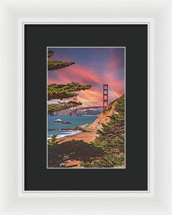 Baker Beach Scenic View of Golden Gate Bridge  - Framed Print