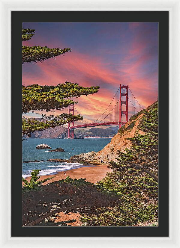 Baker Beach Scenic View of Golden Gate Bridge  - Framed Print