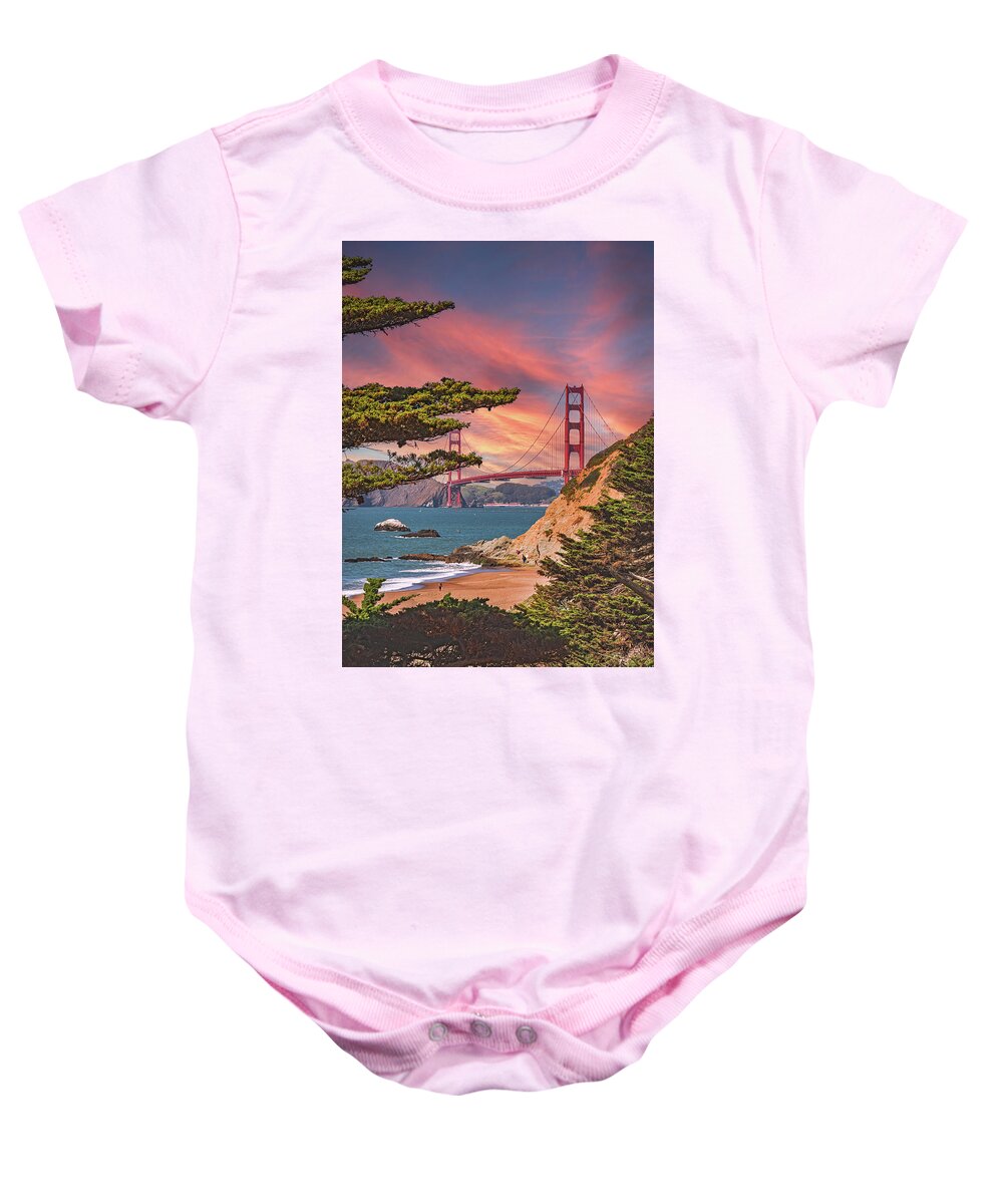 Baker Beach Scenic View of Golden Gate Bridge  - Baby Onesie
