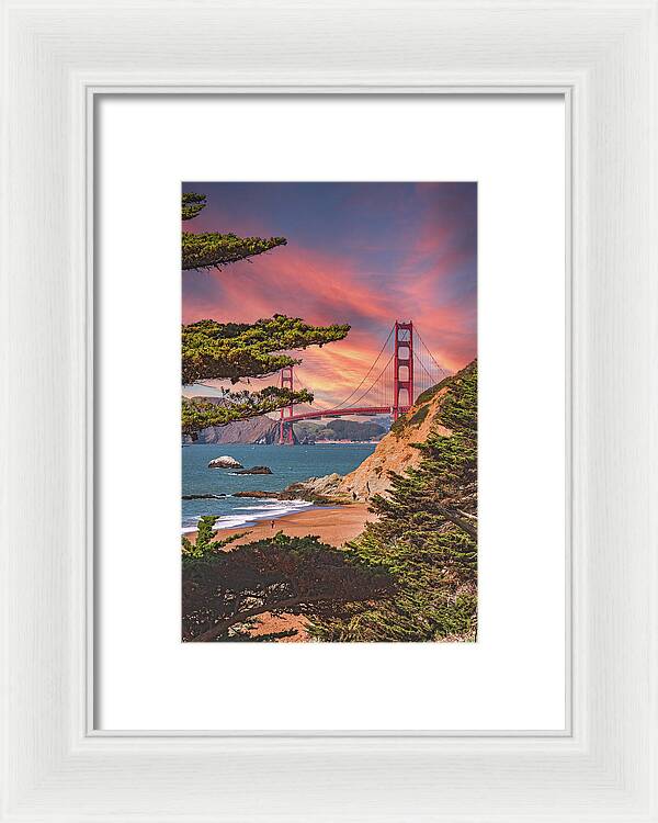 Baker Beach Scenic View of Golden Gate Bridge  - Framed Print