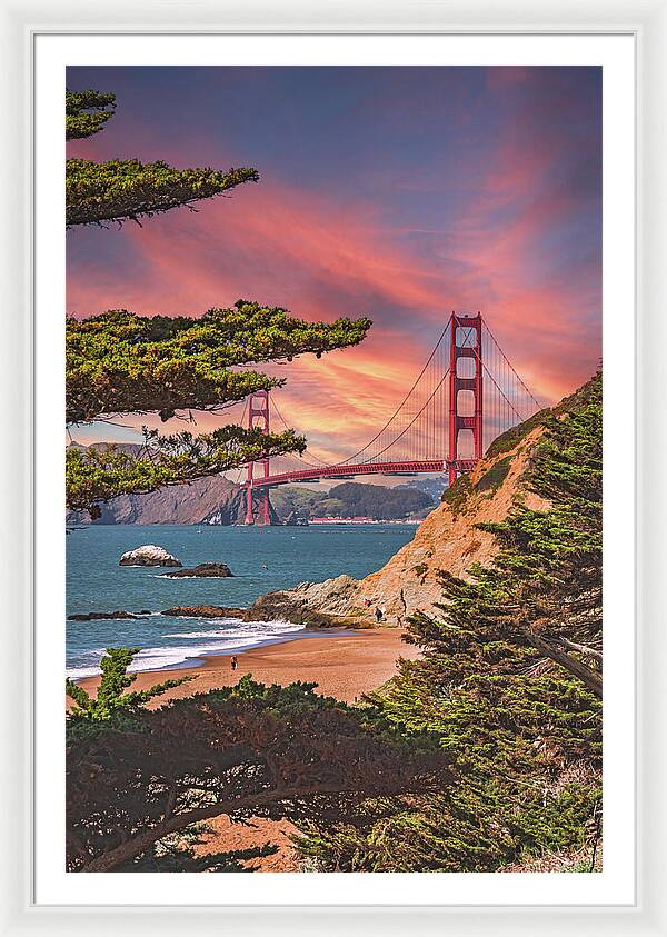 Baker Beach Scenic View of Golden Gate Bridge  - Framed Print