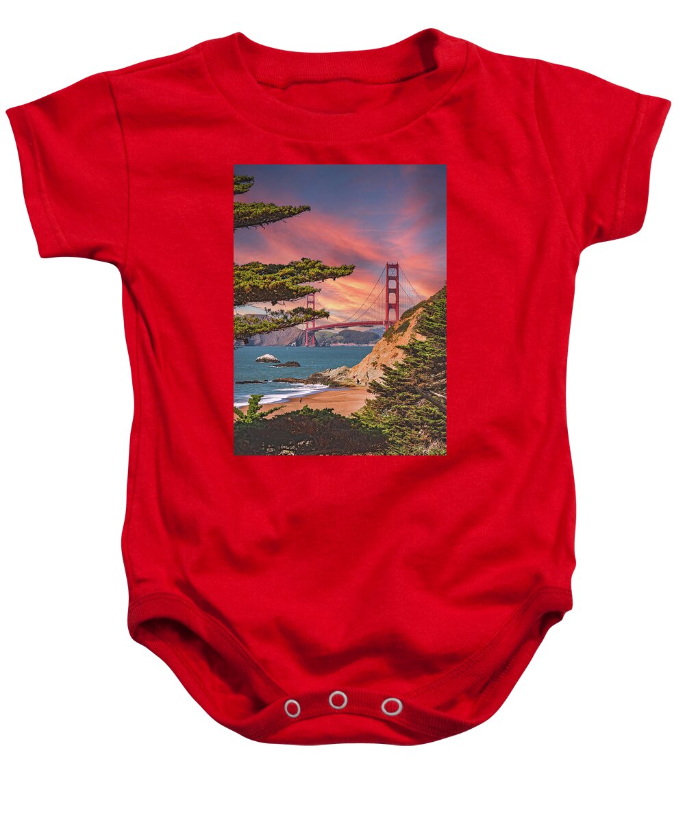 Baker Beach Scenic View of Golden Gate Bridge  - Baby Onesie