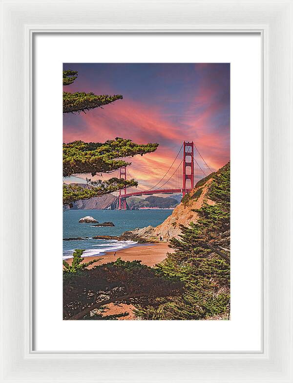 Baker Beach Scenic View of Golden Gate Bridge  - Framed Print