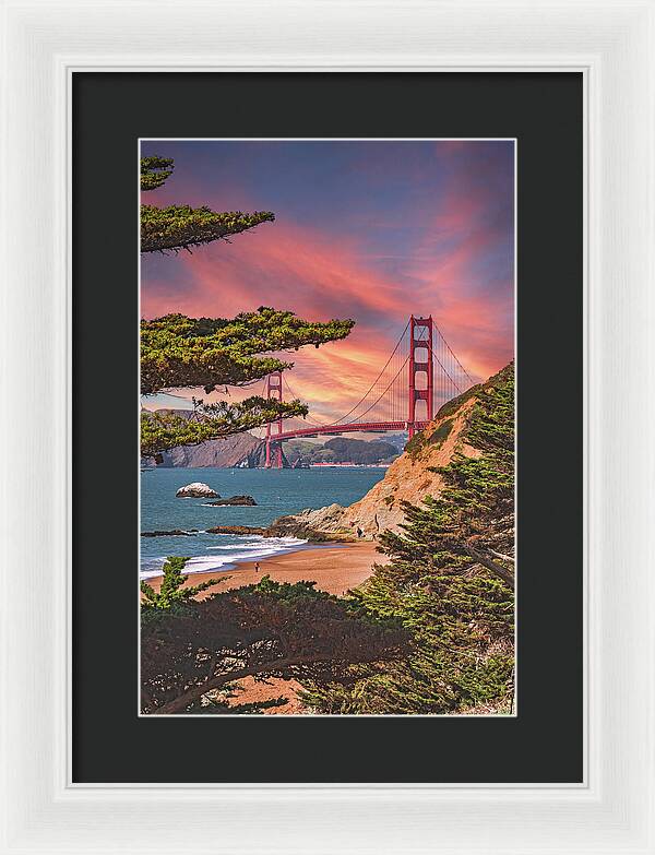 Baker Beach Scenic View of Golden Gate Bridge  - Framed Print