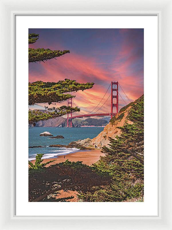 Baker Beach Scenic View of Golden Gate Bridge  - Framed Print